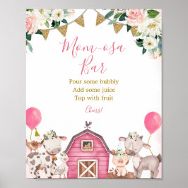 Girl Pink Farm Karousel Mama osa Bar Sign Poster