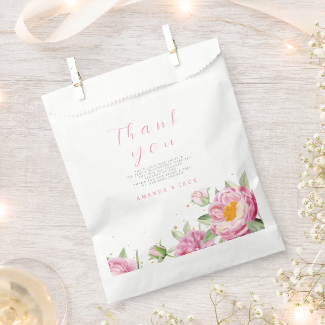 Girl Pink Floral Baby in Blütendusche Niedlich Geschenktütchen (Ausgeschnitten)