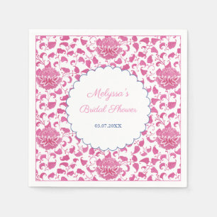 Girl Pink Floral Chinoiserie Brautparty Serviette