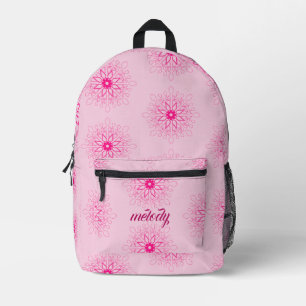 Girl Pink Floral feminine Trendy Boho Bedruckter Rucksack
