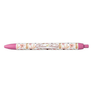 Girl Pink Floral Wasserfarben Muster Namensschrift Kugelschreiber