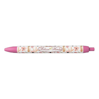 Girl Pink Floral Wasserfarben Muster Namensschrift Kugelschreiber