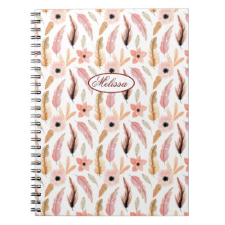 Girl Pink Floral Wasserfarben Muster Namensschrift Notizblock