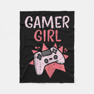 Girl Pink Game Controller Niedlich Video Gaming Fr Fleecedecke