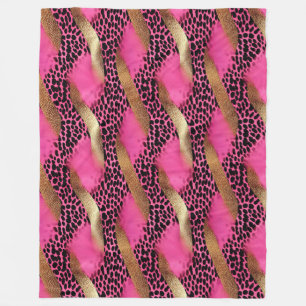 Girl Pink Glam Gold Leopard Print Fleecedecke