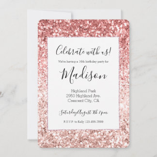 Girl-Pink-Glitzer Einladung