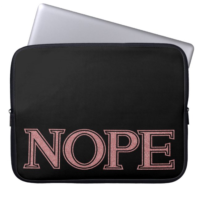 Girl Pink Glitzer Funny Sarcastic Nope Block Text Laptopschutzhülle (Vorderseite)