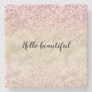 Girl Pink Glitzer Glam Gold Leopard Print Ombre Steinuntersetzer