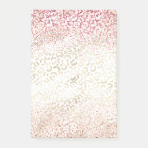 Girl Pink Glitzer Glam Gold Leopard Print Post-it Klebezettel
