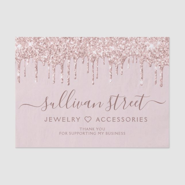 Girl Pink Glitzer Tropfen Kleine Unternehmen Seidenpapier (Vorderseite)