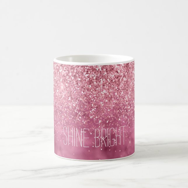 Girl Pink Glitzy Sparkle Glitzer personalisiert Kaffeetasse (Mittel)