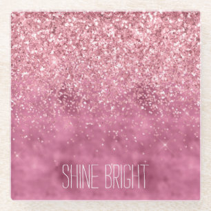 Girl Pink Glitzy Sparkone Glitzer Glasuntersetzer