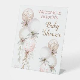 Girl Pink Gold Balloon Baby Dusche Begrüßungstabel Sockelschild