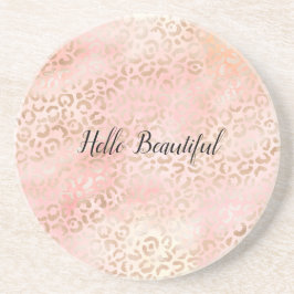 Girl Pink Gold Blush Leopard Print Getränkeuntersetzer