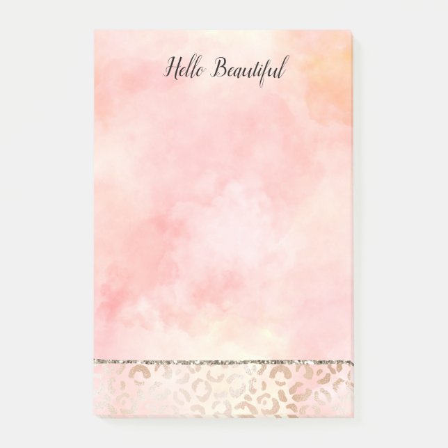 Girl Pink Gold Blush Leopard Print Post-it Klebezettel (Vorderseite)