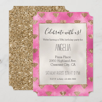 Girl Pink Gold Diamonds Einladung