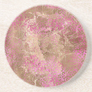 Girl Pink Gold Glam Leopard Print Getränkeuntersetzer