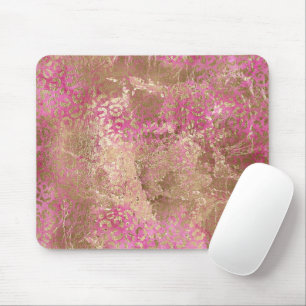 Girl Pink Gold Glam Leopard Print Mousepad