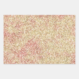 Girl Pink Gold Glitz Glitzer Ombre Wrapping Paper Geschenkpapier Set