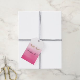 Girl Pink Gold Glitzer Eyelashes Geschenkanhänger