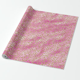 Girl Pink Gold Glitzer Leopard Print Geschenkpapier