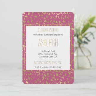 Girl Pink Gold Leopard Geburtstag Einladung
