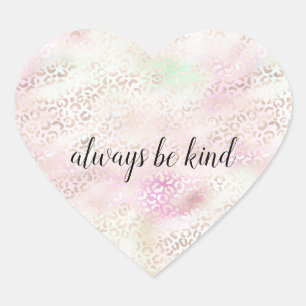 Girl Pink Gold Mint Glam Leopard Print Herz-Aufkleber