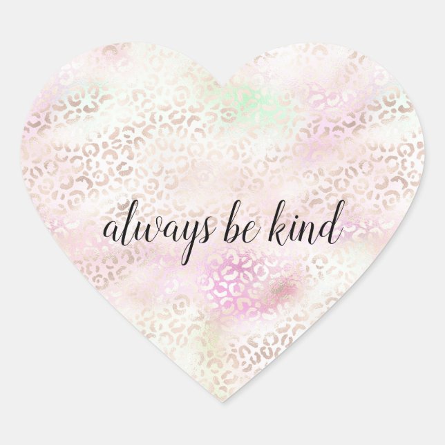 Girl Pink Gold Mint Glam Leopard Print Herz-Aufkleber (Vorderseite)