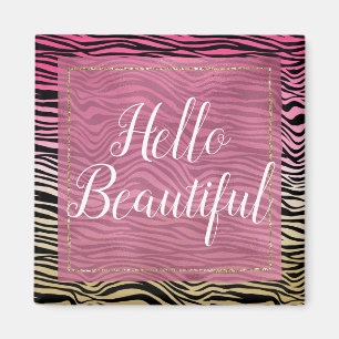 Girl Pink Gold Ombre Wasserfarbe Schwarz Zebra Pri Magnet