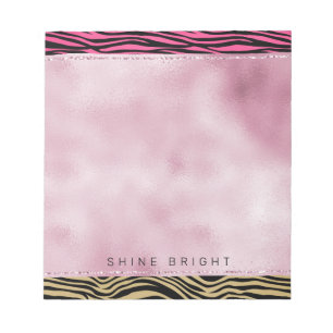 Girl Pink Gold Ombre Wasserfarbe Schwarz Zebra Pri Notizblock