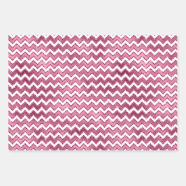 Girl Pink Gold Silver White Zigzag Streifen Geschenkpapier Set