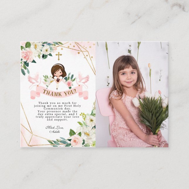 Girl Pink Heilige Kommune danke Ihnen Karte mit Fo (Vorderseite)