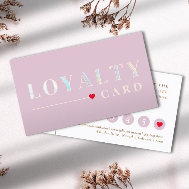 Girl Pink Holographic Beauty Loyalty Card Visitenkarte (Von Creator hochgeladen)