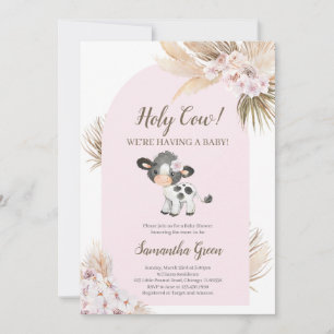 Girl Pink Holy Cow Baby Dusche Einladung