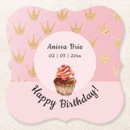 Girl Pink Kids Cupcake Birthday Paper Untersetzer