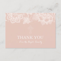Girl Pink Lace Religious Danke Karte