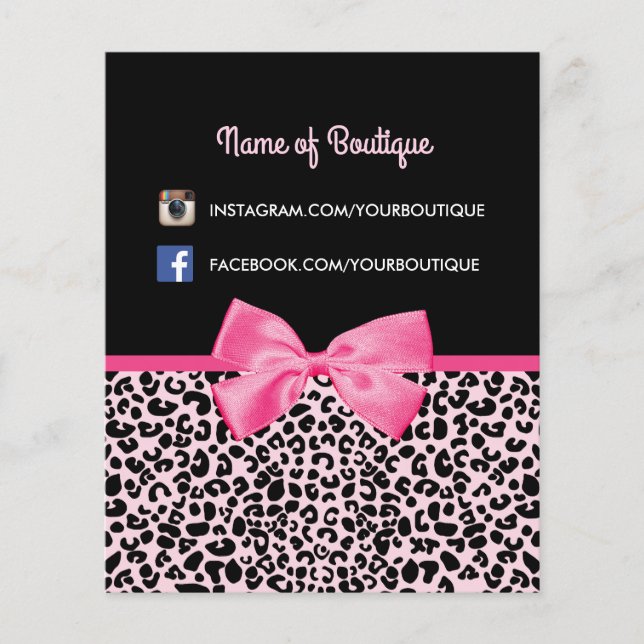 Girl Pink Leopard Print Niedlich Bow Beauty Boutiq Flyer (Vorne)