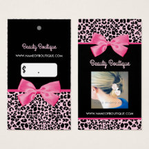 Girl Pink Leopard Print Niedlich Bow Foto Pricetag