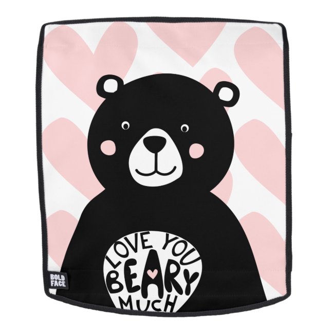 Girl Pink Liebe du Beary Much Bär Herzmuster Rucksack (Abnehmbare Front)