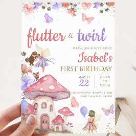 Girl Pink Lila Floral Fairy Geburtstag Einladung