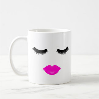 Girl-Pink-Lippen und -Leine Kaffeetasse
