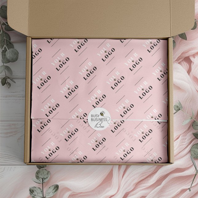 Girl-Pink-Logo-Nachricht mit eigener Markenbezeich Seidenpapier (Logo branded tissue paper by Busy Business Bee)