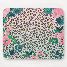Girl Pink Mint Ombre Glitzer Leopard Print Mousepad