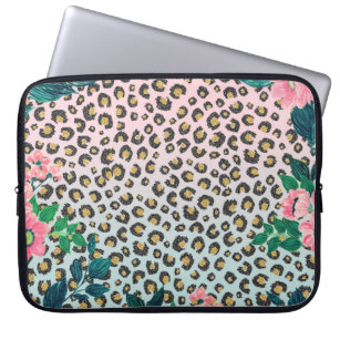 Girl Pink Minze Ombre Bloral Glitzer Leopard Print Laptopschutzhülle