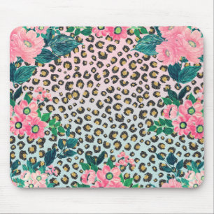 Girl Pink Minze Ombre Bloral Glitzer Leopard Print Mousepad