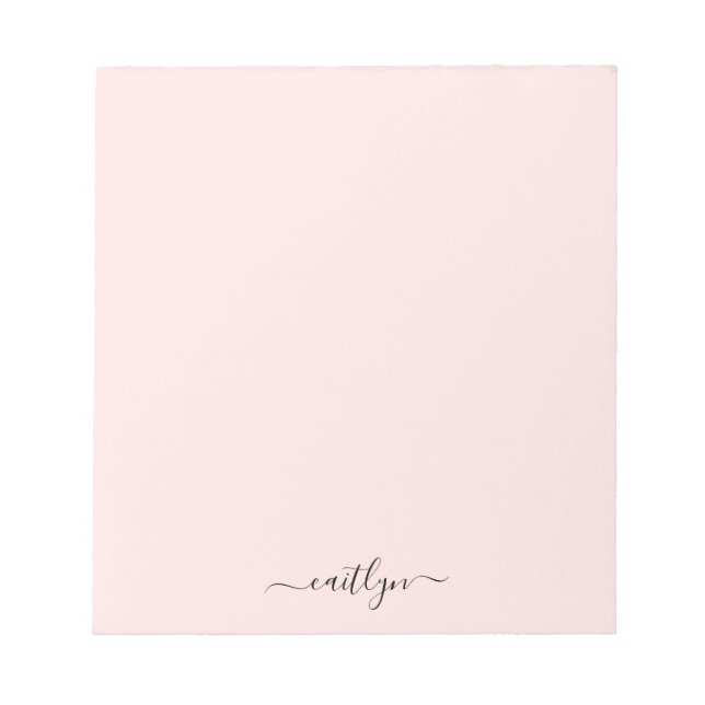 Girl Pink Monogram Modern Script Personalisiert Notizblock (Vorderseite)