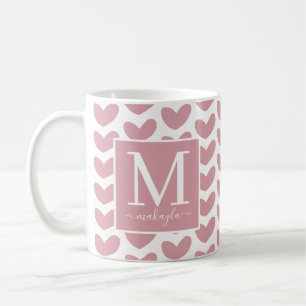 Girl Pink Monogram Pink Herzmuster Kaffeetasse