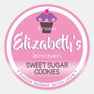 Girl Pink Niedlich Sweet Cupcake Baking Labels Runder Aufkleber