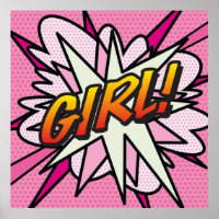 GIRL Pink Niedliches Comic Buch Spaß Superhero Gra
