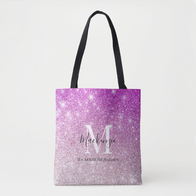 Girl Pink Ombre Glitzer Monogram Name (Vorderseite)